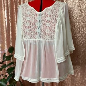 Gauzy Embroidered Top